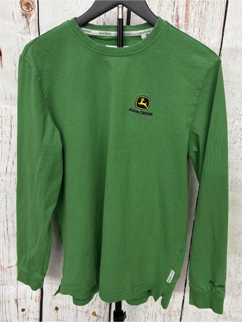 John Deere Men's Long Sleeve Green Heavyweight Cotton T-Shirt Size S 1916272